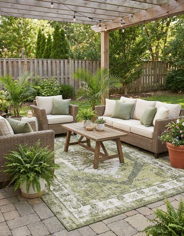 7' 10 x 11' Easy-Clean Traditional Indoor / Outdoor Rug