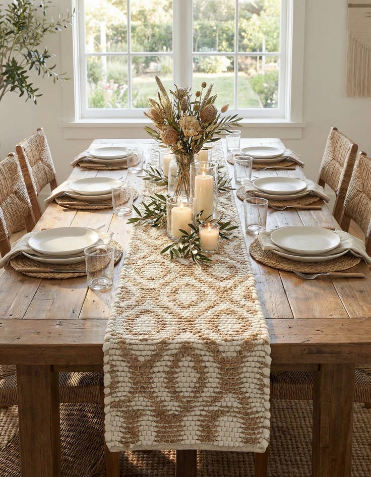 Detail image of  1' 2 x 5' Chindi Jute Table Runner Rug