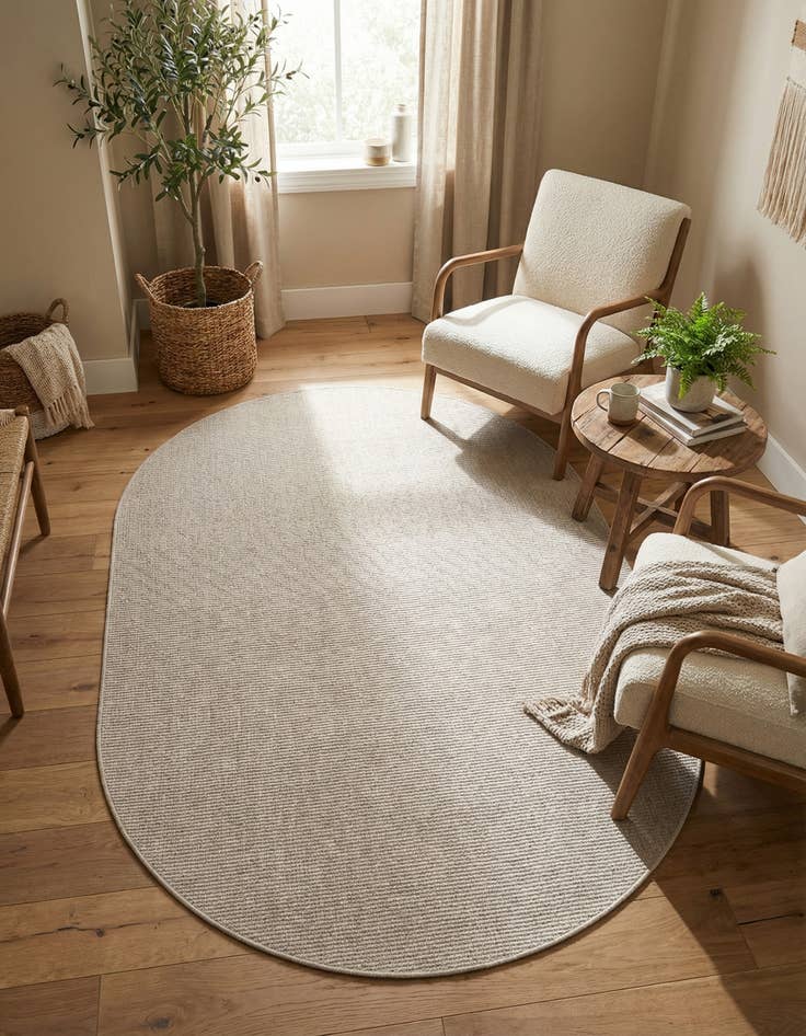 Detail image of 5' 3 x 8' Easy-Clean Solid Indoor / Outdoor Oval Rug