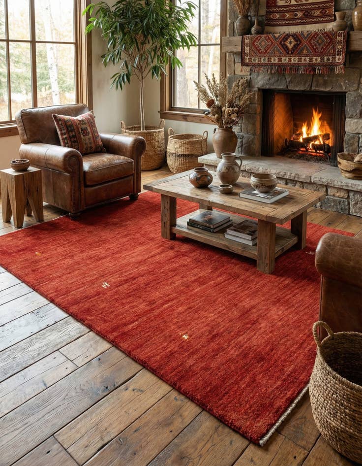 Detail image of  5' 6 x 7' 8  Hand Knotted Gabbeh Persian Wool Rug