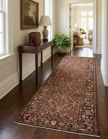 4' x 10' 2 Hand Knotted Hossainabad Persian Wool Runner Rug