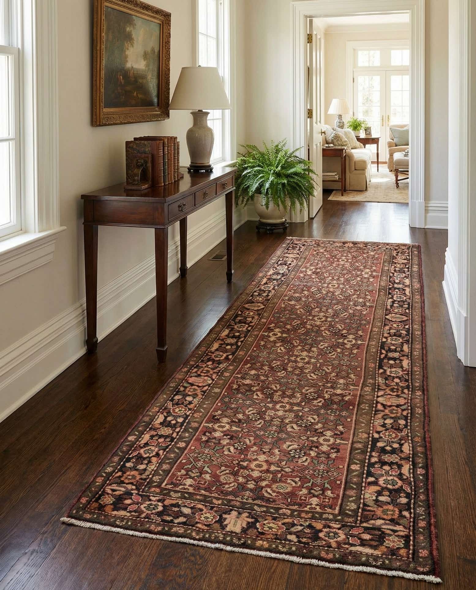 4' x 10' 2 Hand Knotted Hossainabad Persian Wool Runner Rug