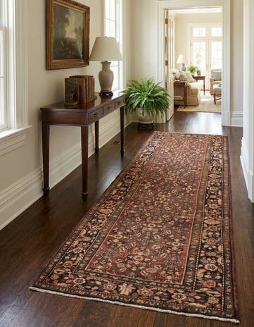 4' x 10' 2 Hand Knotted Hossainabad Persian Wool Runner Rug