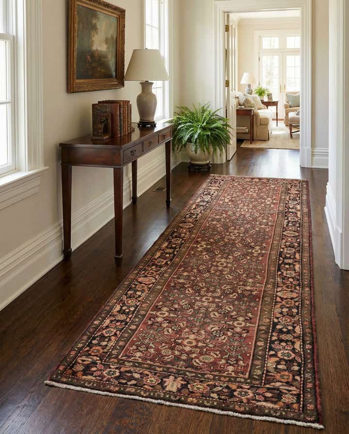 4' x 10' 2 Hand Knotted Hossainabad Persian Wool Runner Rug