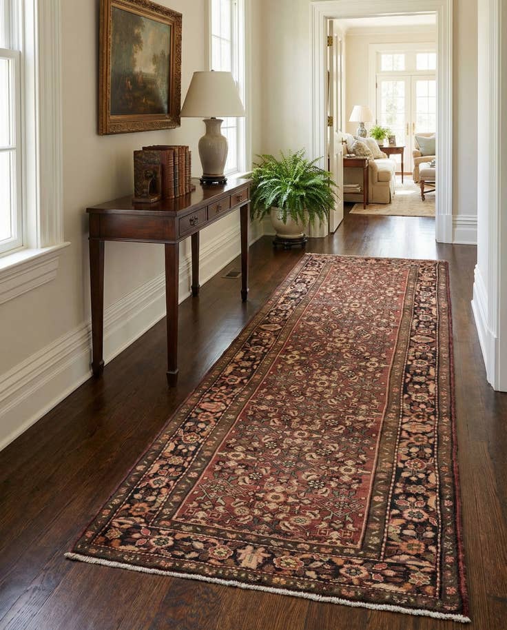 Detail image of 4' x 10' 2 Hand Knotted Hossainabad Persian Wool Runner Rug
