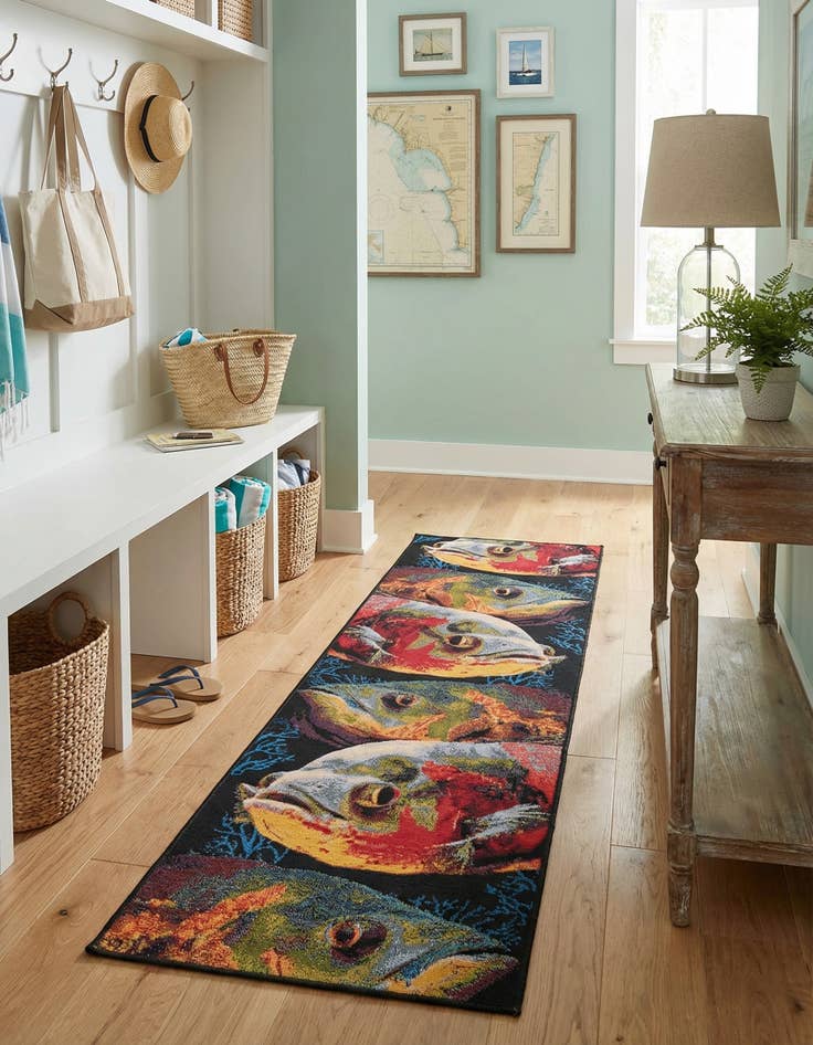 Detail image of 2' x 8'  Washable Coastal Indoor / Outdoor Runner Rug