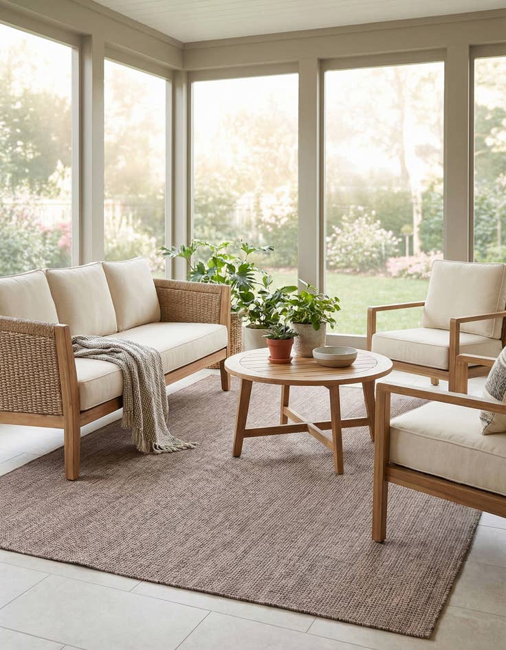 Detail image of 7' x 10'  Washable Solid Indoor / Outdoor Rug