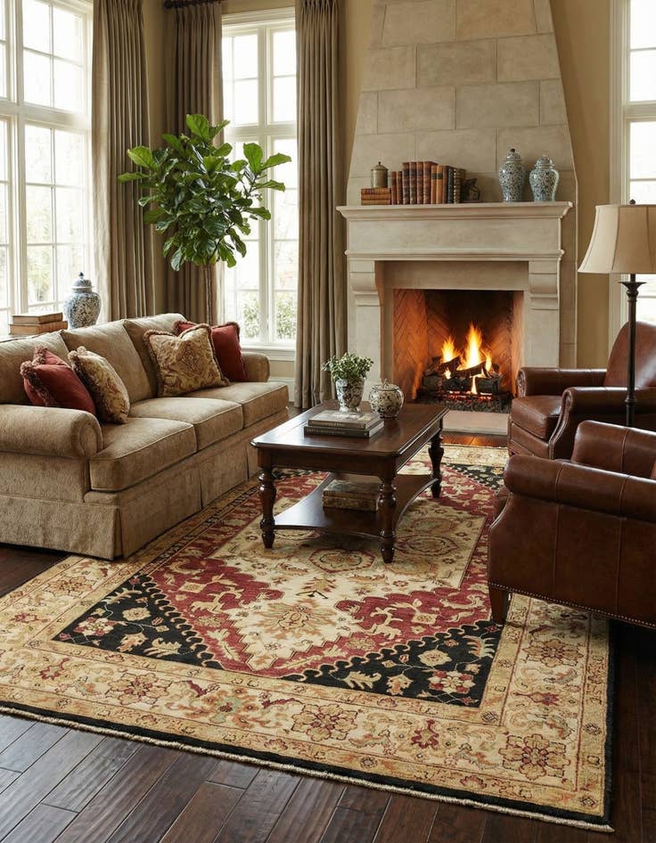 Detail image of 5' 8 x 9' 2  Hand Knotted Peshawar Ziegler Rug