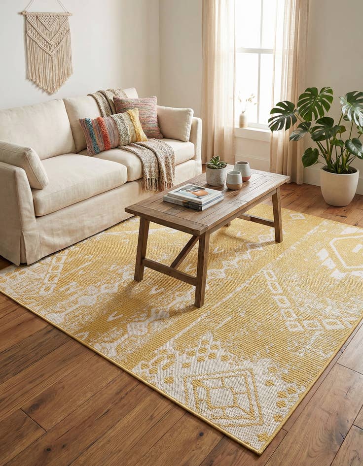 Detail image of 5' 3 x 5' 3  Washable Bohemian Indoor / Outdoor Square Rug