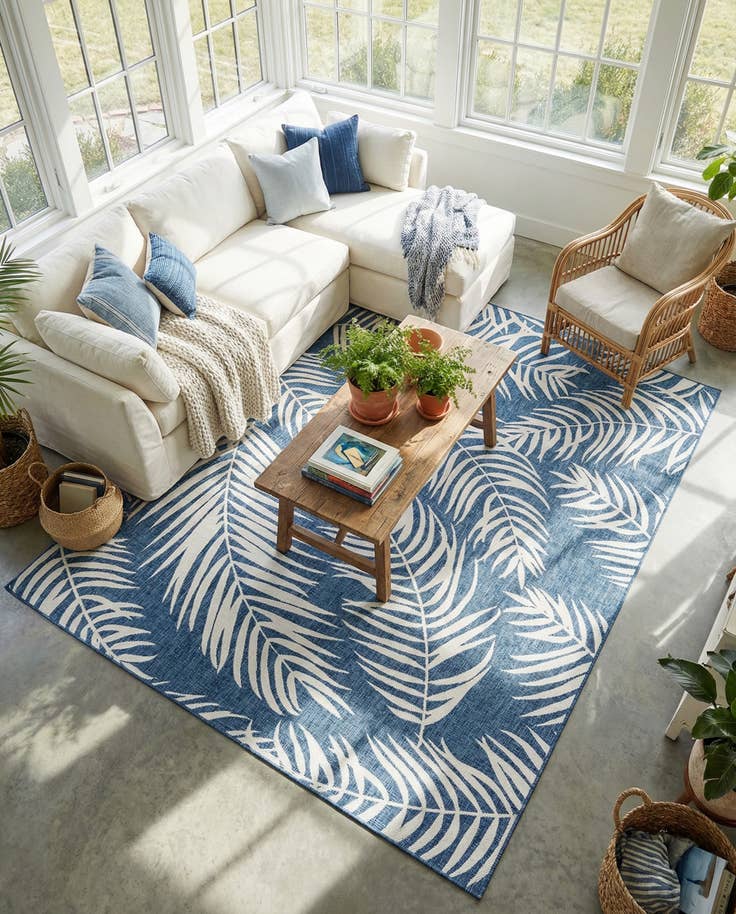 Detail image of 9' x 12' Easy-Clean Botanical Indoor / Outdoor Rug
