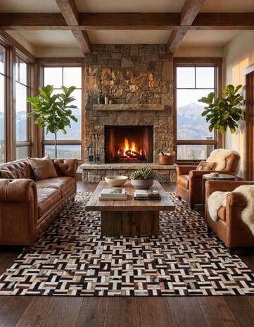 5' 3 x 8' 1 Cowhide - Patchwork Rug