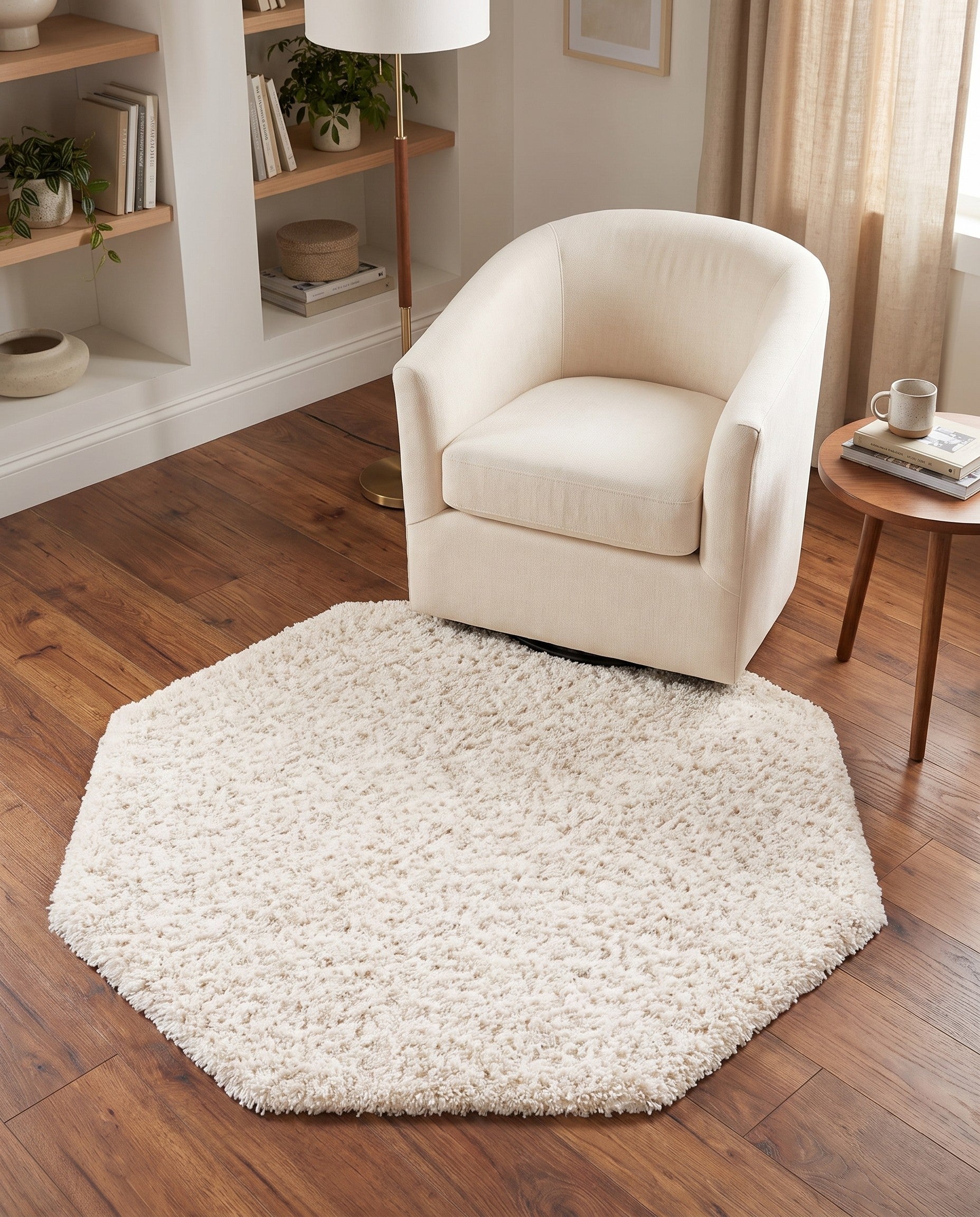 4' x 4' Solid Shag Octagon Rug