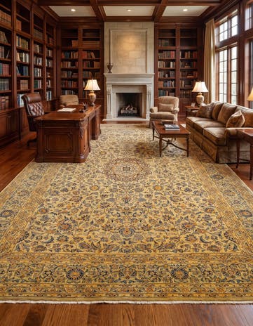 9' 11 x 13' 2 Hand Knotted Kashan Persian Wool Rug