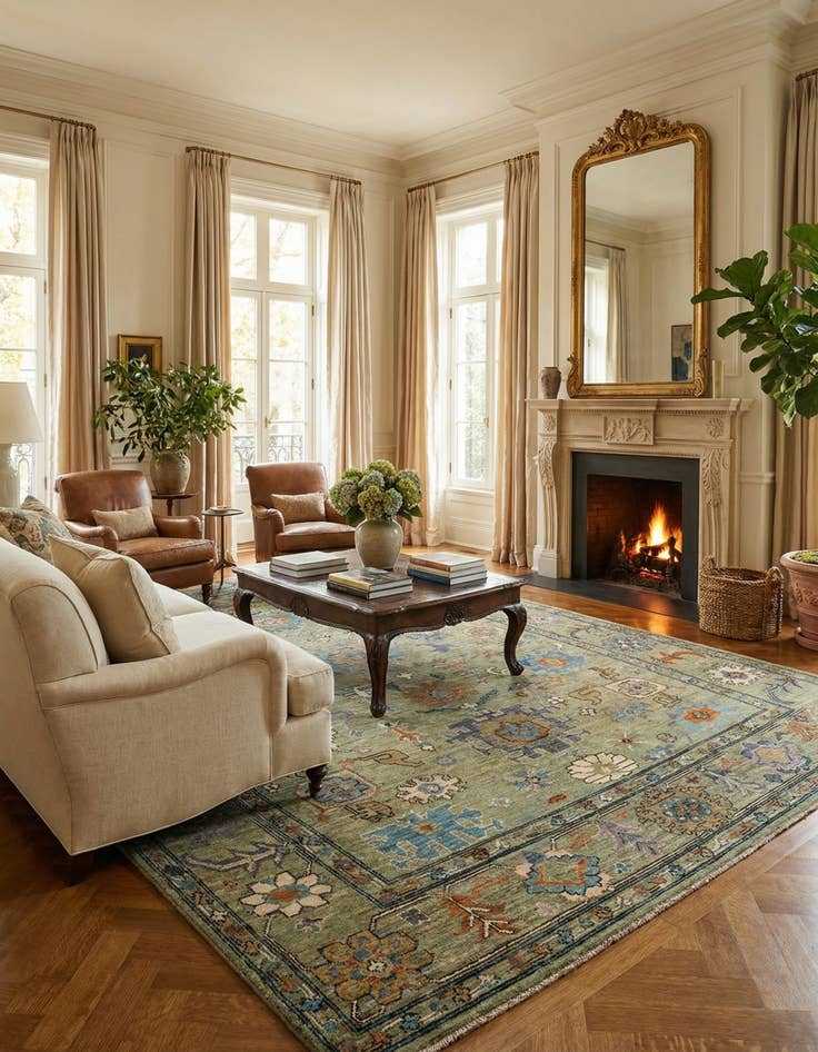 Detail image of  10' 2 x 13' 11  Hand Knotted Oushak Wool Rug