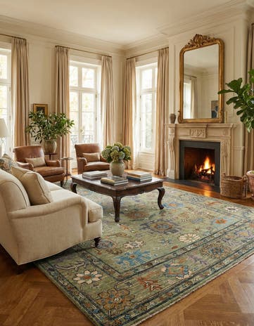 10' 2 x 13' 11 Hand Knotted Oushak Wool Rug