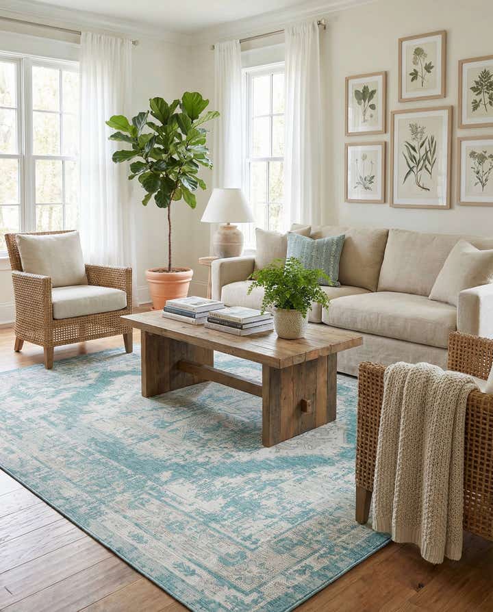 9' x 12' Easy-Clean Traditional Indoor / Outdoor Rug