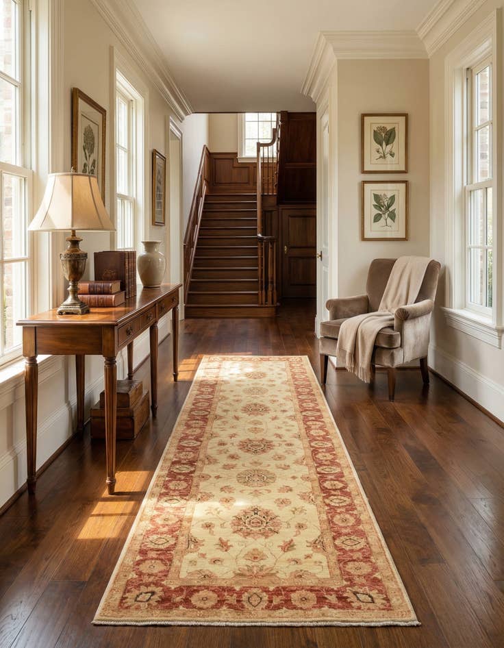 Detail image of 2' 7 x 9' 6  Hand Knotted Peshawar Ziegler Runner Rug