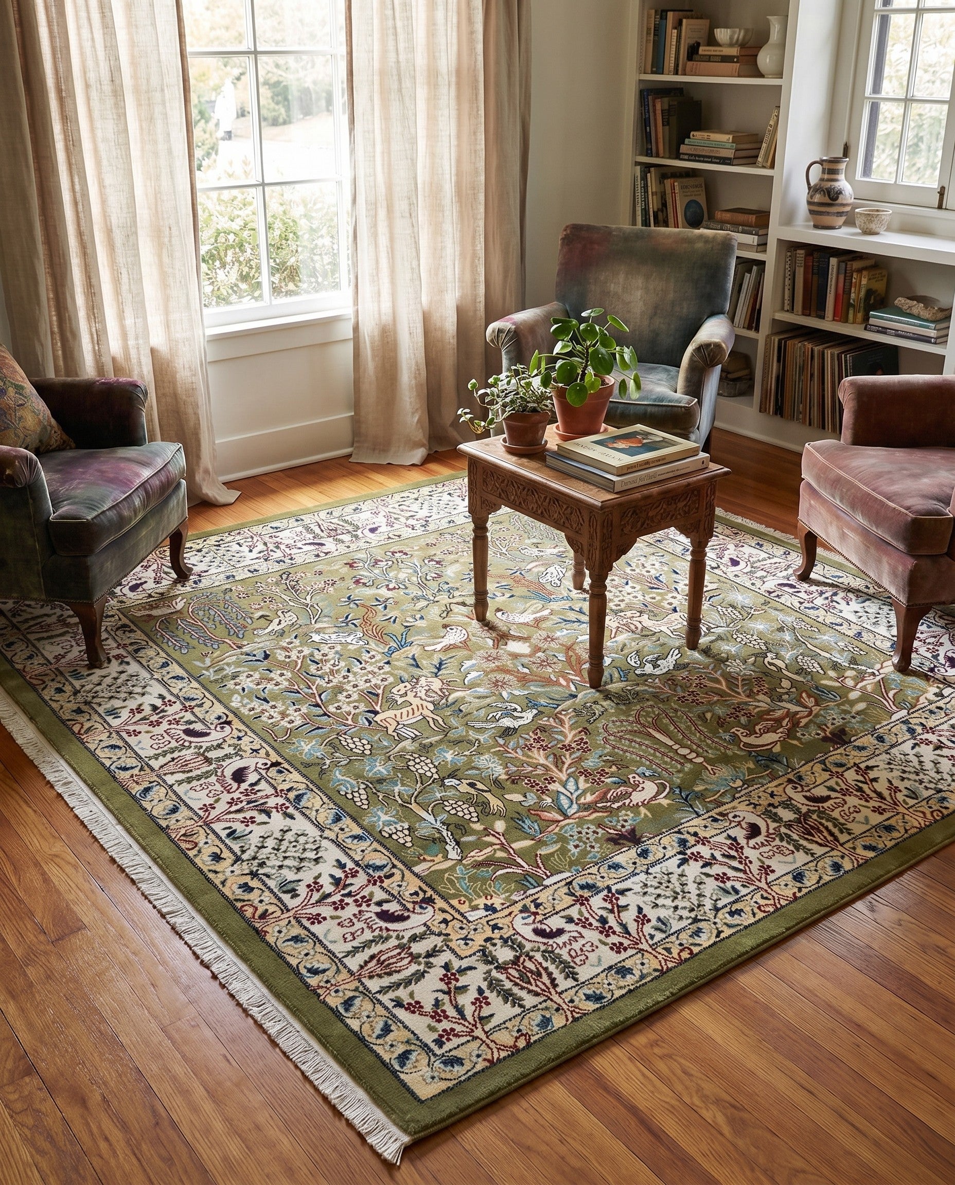 Green Nain Design Square Rug