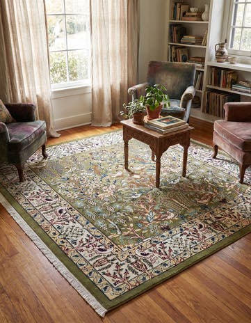 Green Nain Design Square Rug