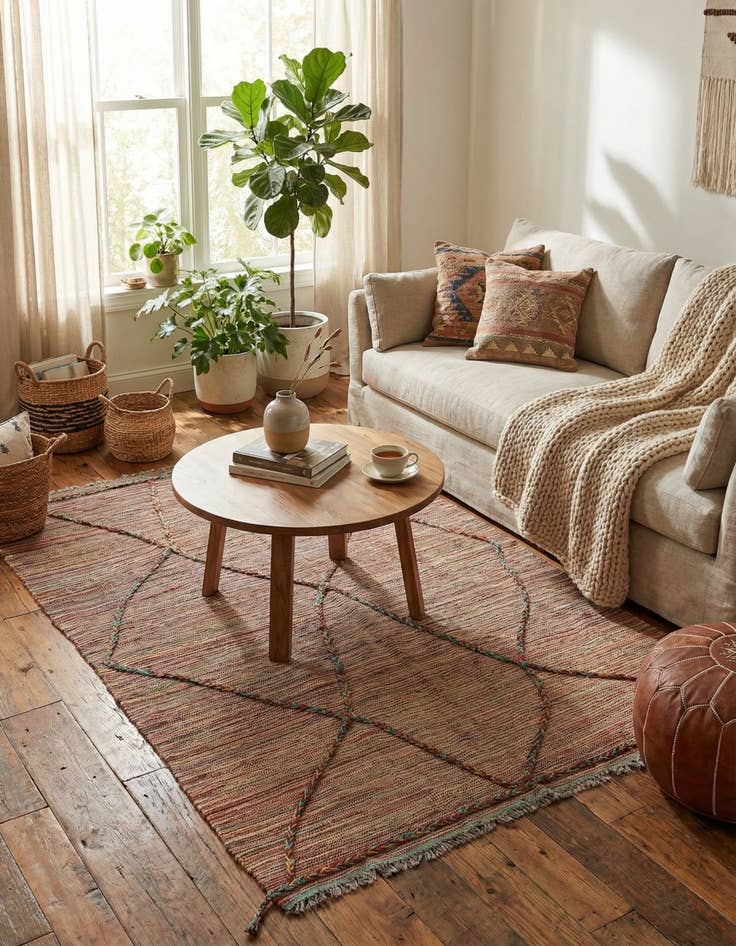 Detail image of 4' 8 x 6' 6  Hand Knotted Moroccan Wool Rug