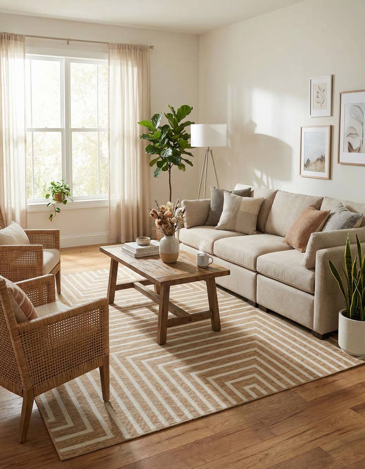 Detail image of 7' 10 x 7' 10 Easy-Clean Modern Indoor / Outdoor Square Rug