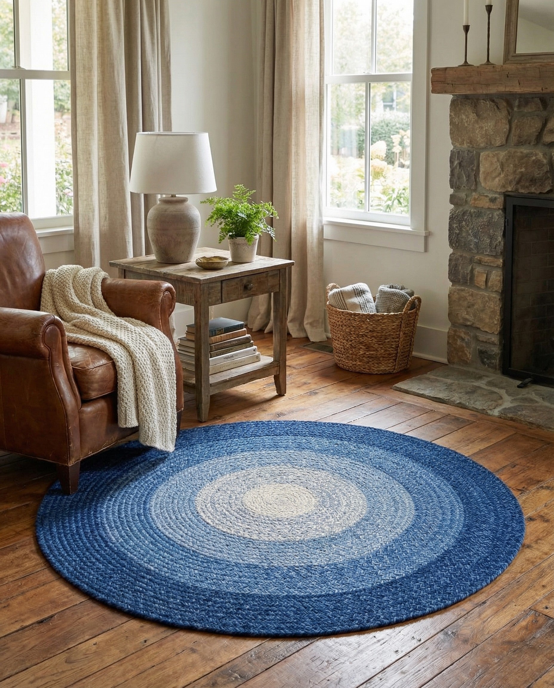  3' 1 x 3' 1  Hand Hand Braided Wool Round Rug