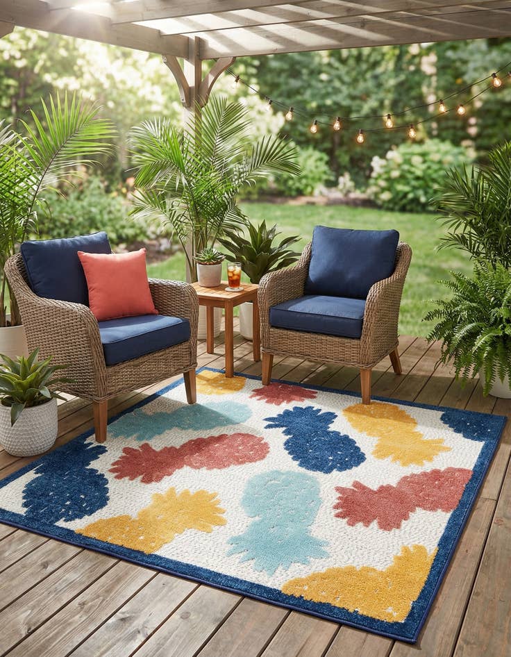 Detail image of  5' 3 x 5' 3  Washable Belize Indoor / Outdoor Square Rug