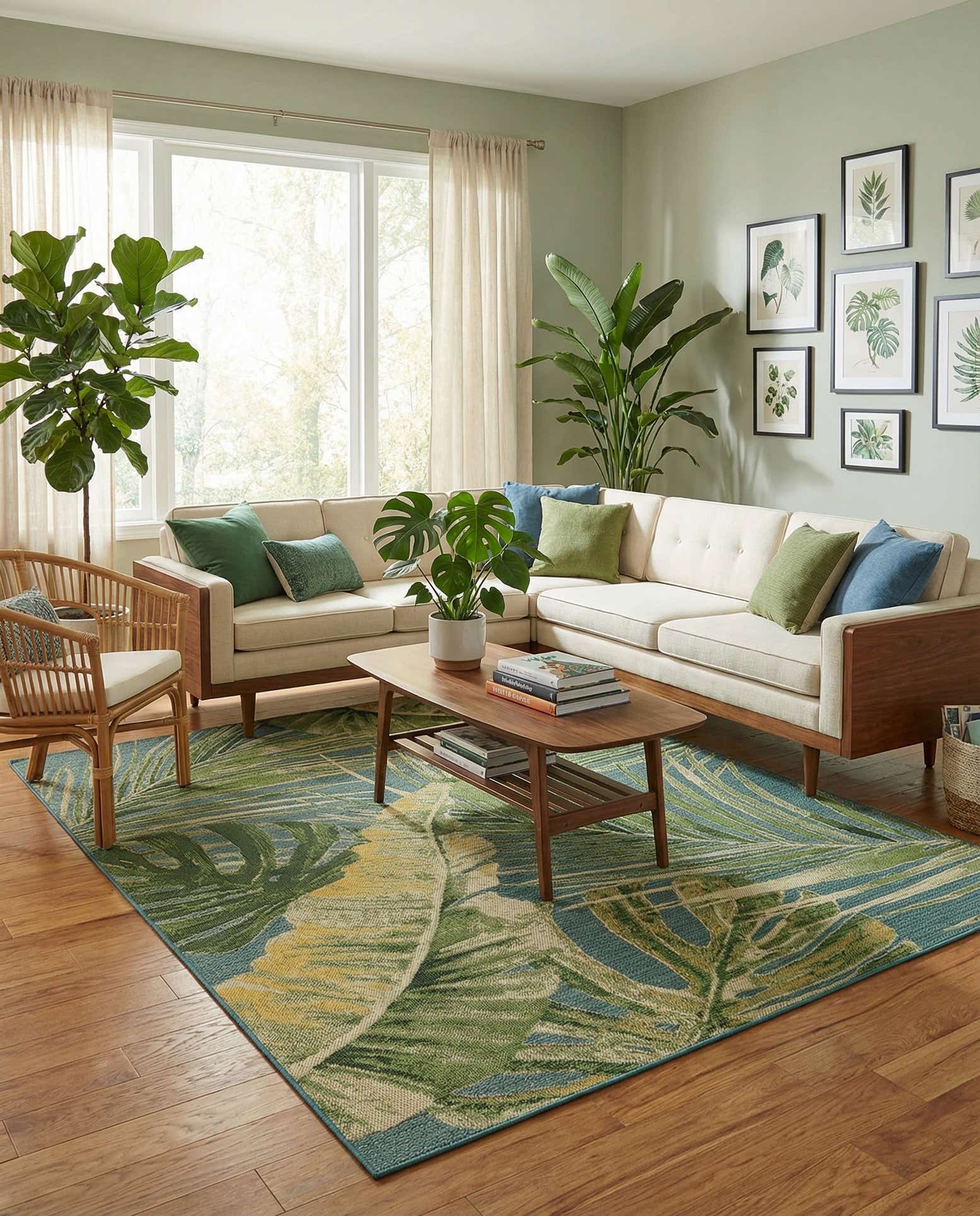 9' x 12' Easy-Clean Botanical Indoor / Outdoor Rug
