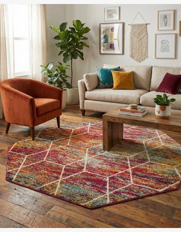 5' 3 x 5' 3 Lattice Frieze Octagon Rug