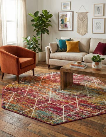 5' 3 x 5' 3 Lattice Frieze Octagon Rug