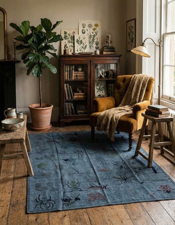 5' 9 x 7' 5 Hand Woven Kilim Suzani Wool Rug