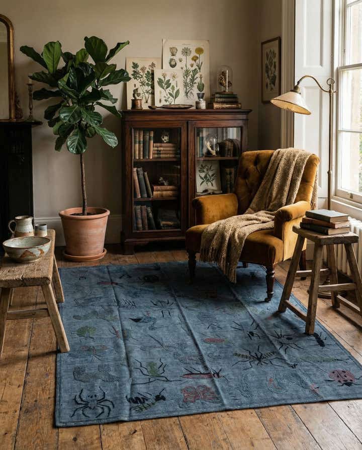 5' 9 x 7' 5 Hand Woven Kilim Suzani Wool Rug