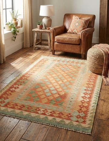 2' 9 x 4' 4 Hand Woven Kilim Waziri Wool Rug