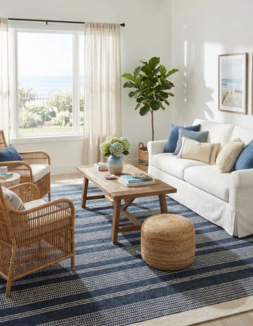 Navy Blue Hand Woven Lariat Square Rug