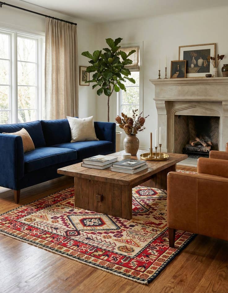 Detail image of 5' x 8'  Hand Knotted Kazak Wool Rug