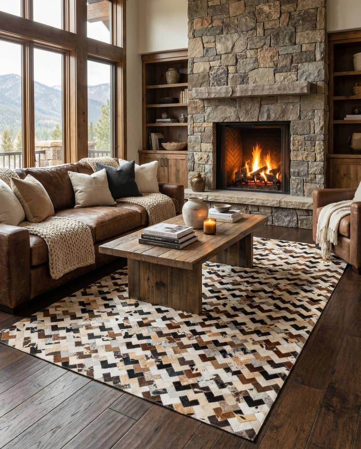 Detail image of 5' 1 x 7' 11 Cowhide Stocks Rug
