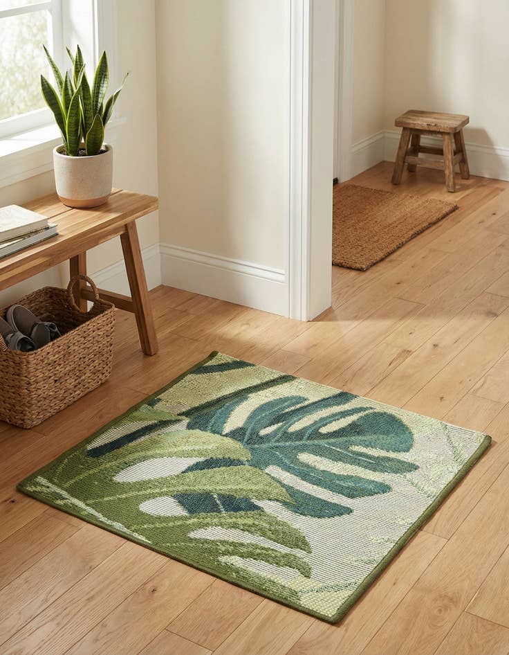Detail image of  1' 4 x 1' 4  Washable Botanical Indoor / Outdoor Sample Rug