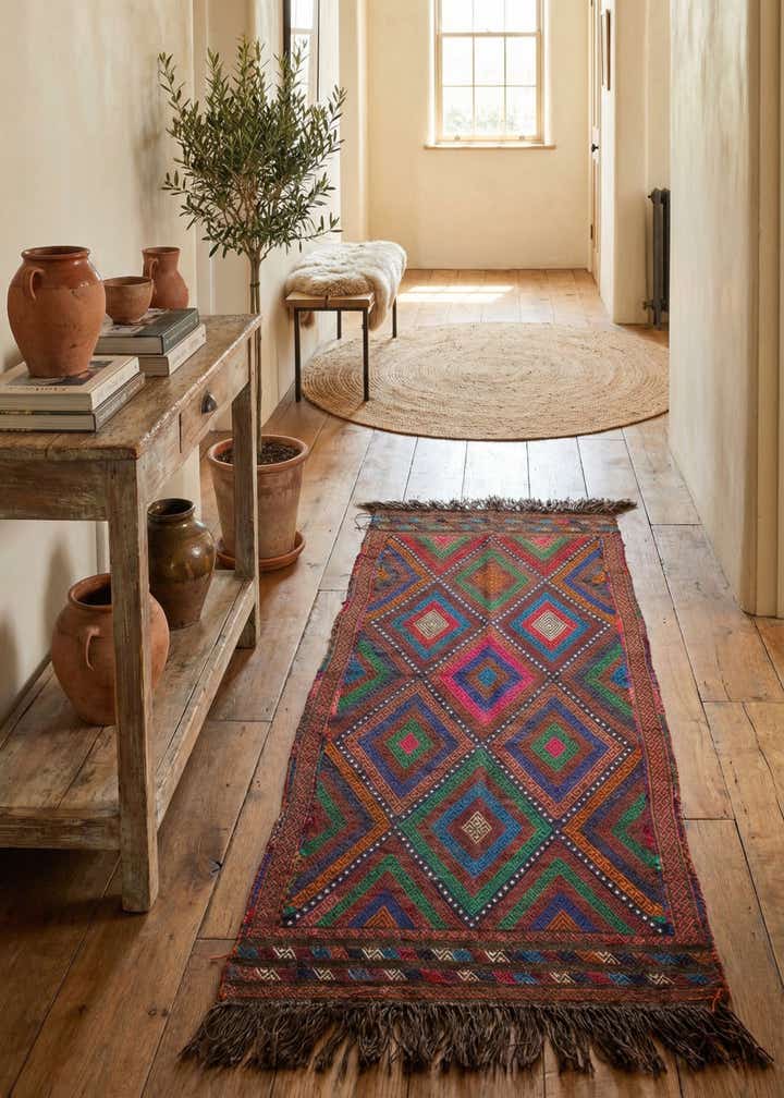 2' 6 x 6' 2 Hand Knotted Kilim Fars Persian Wool Runner Rug