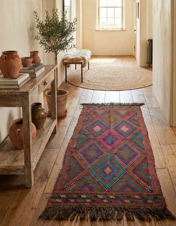 2' 6 x 6' 2 Hand Knotted Kilim Fars Persian Wool Runner Rug