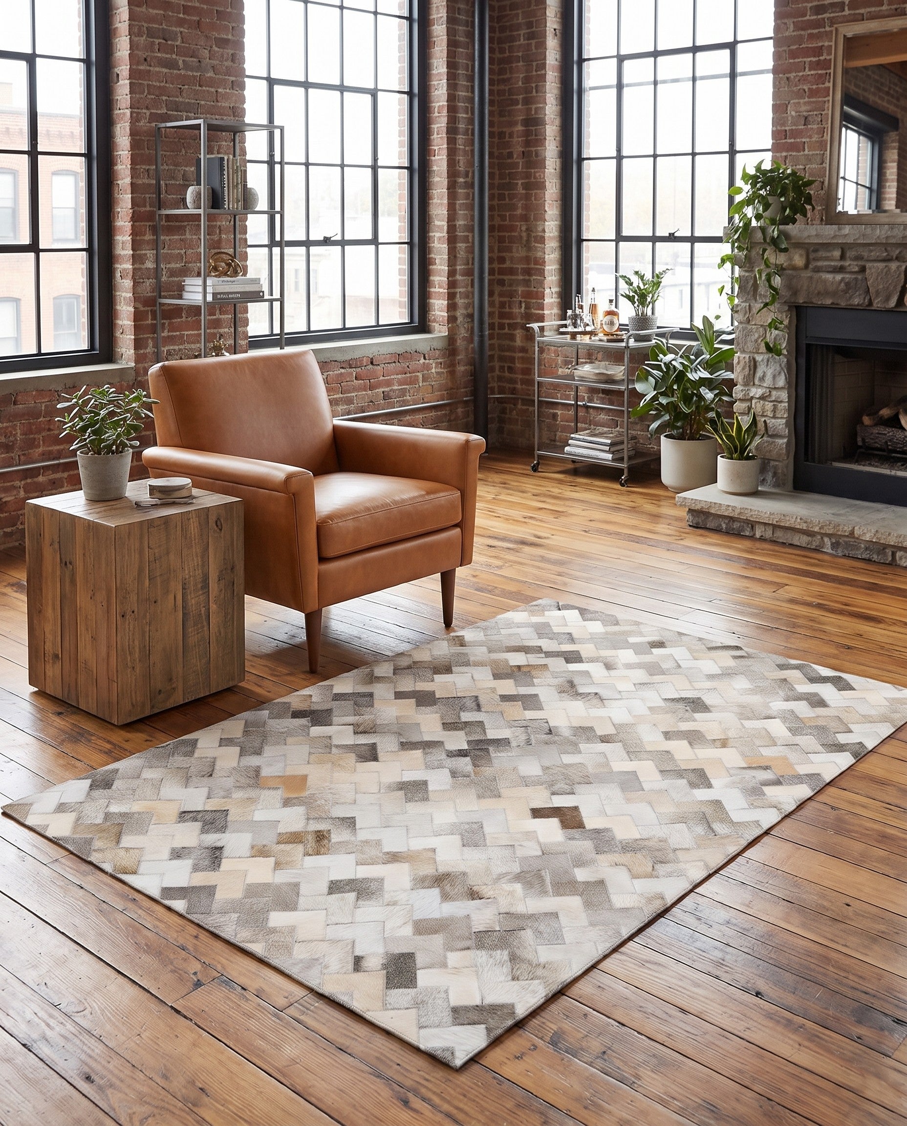 4' 1 x 6' Cowhide Stocks Rug