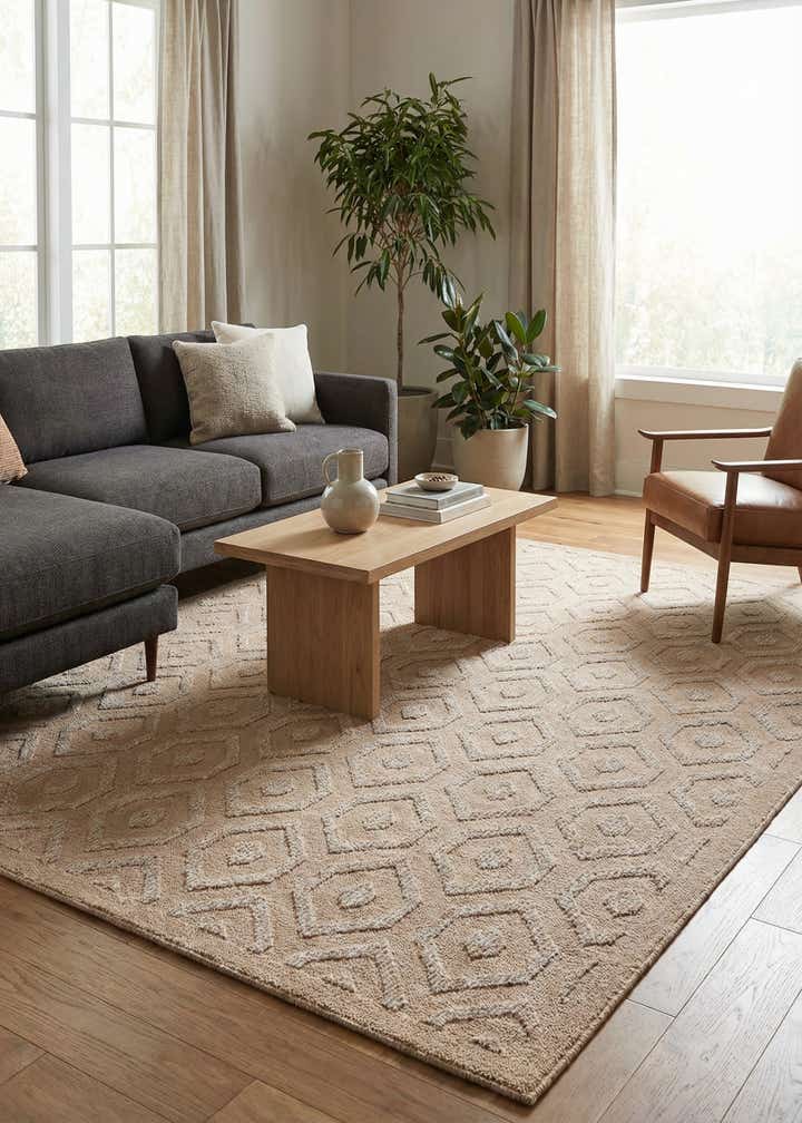 6' x 9' Easy-Clean Trellis Textured Indoor / Outdoor Rug