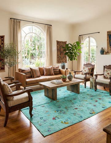 6' 7 x 9' 2 Hand Woven Kilim Suzani Wool Rug