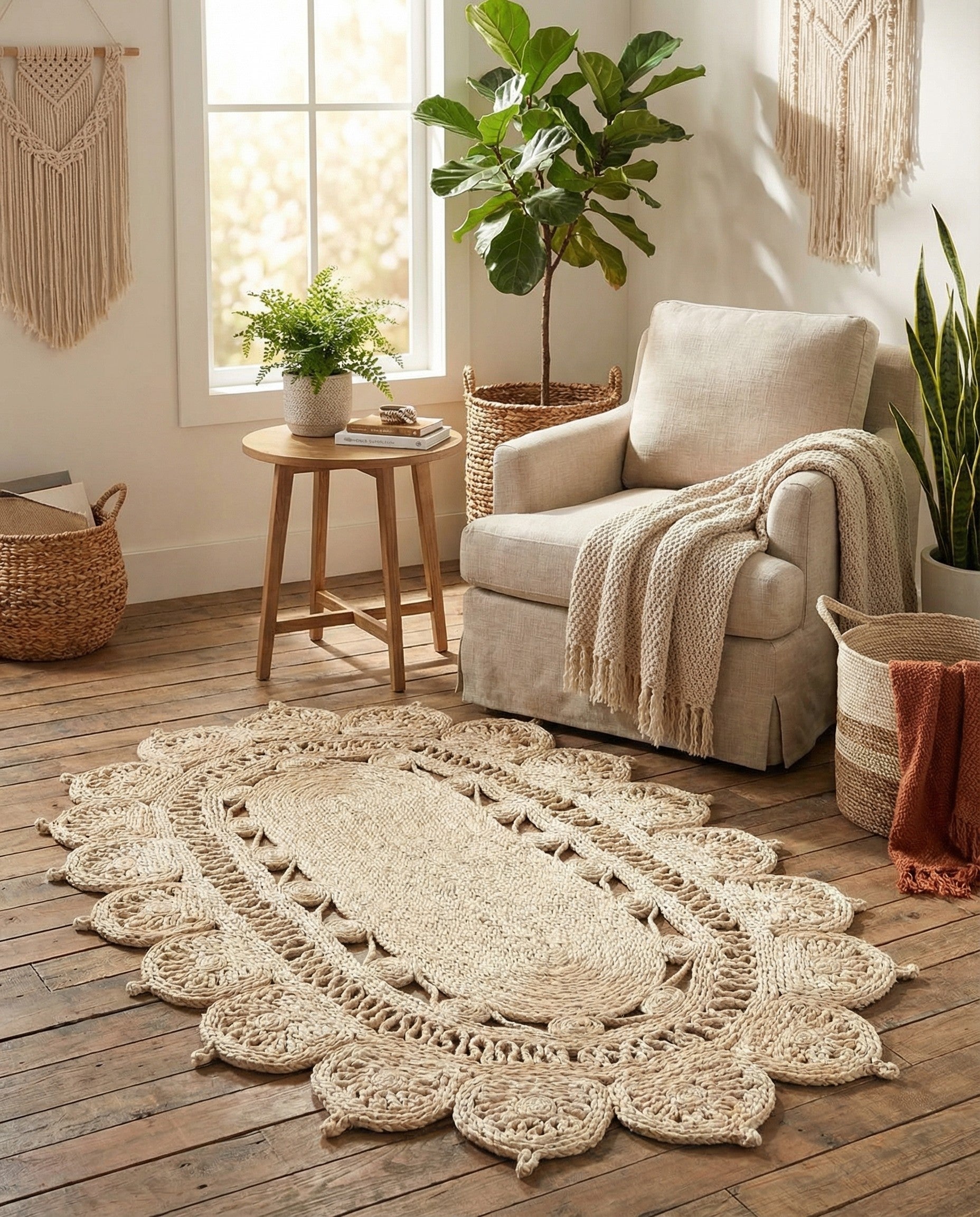  3' 1 x 5' 1  Hand Braided Jute Oval Rug