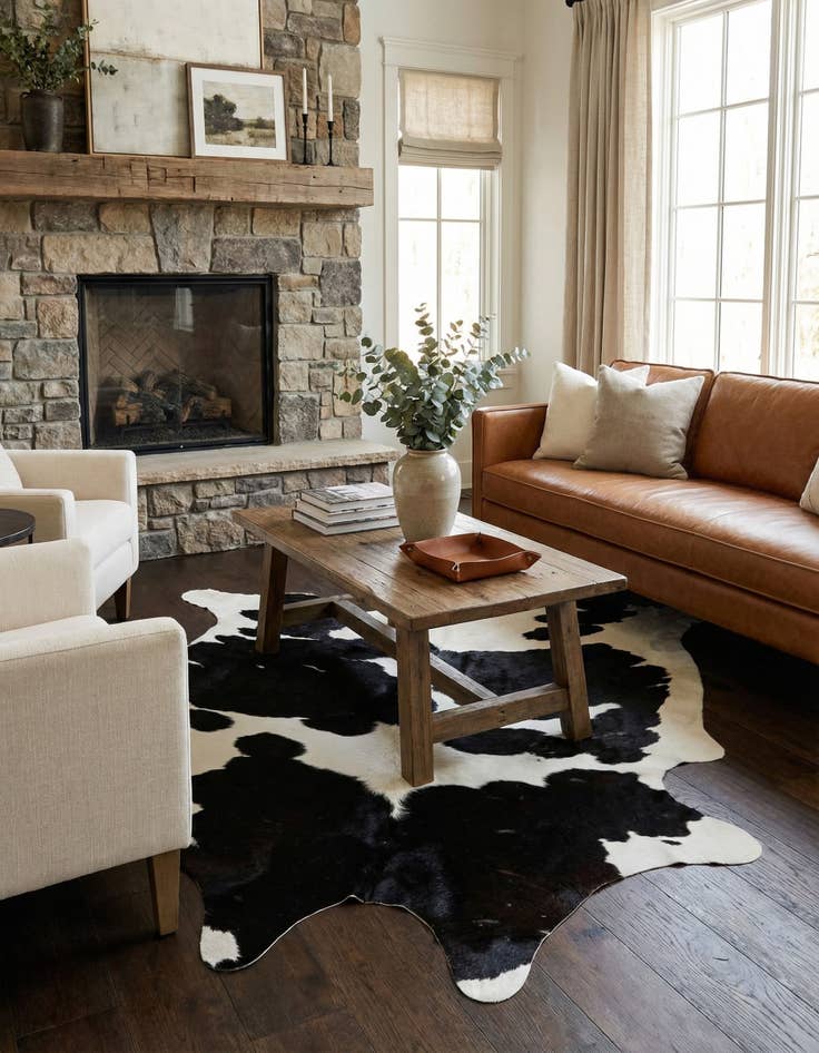 Detail image of 5' 2 x 6' 6 Cowhide Leather Rug