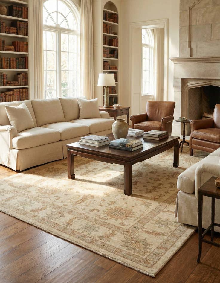 Detail image of 5' 8 x 8' Hand Knotted Peshawar Ziegler Rug