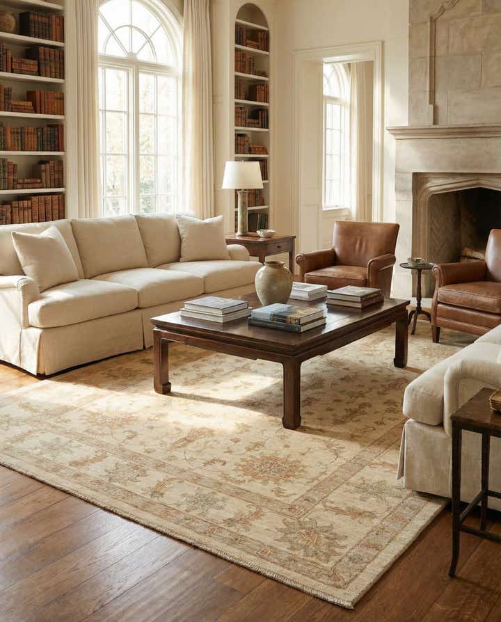 5' 8 x 8' Hand Knotted Peshawar Ziegler Rug