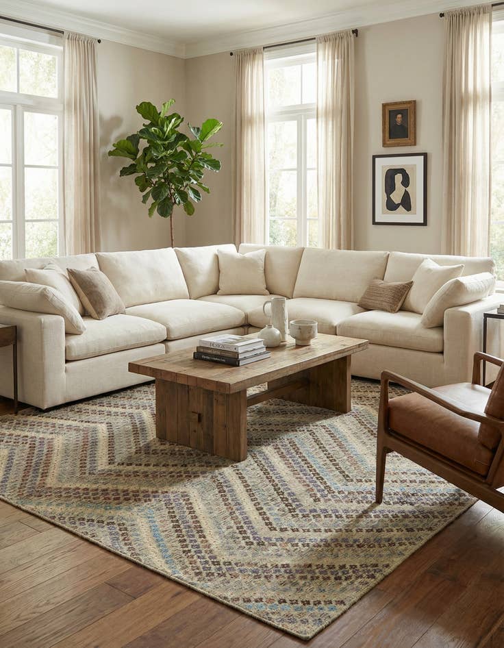 Detail image of  10' 6 x 12' 7  Hand Woven Kilim Modern Wool Rug