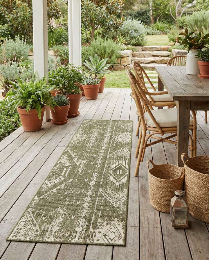 2' x 8' Easy-Clean Bohemian Indoor / Outdoor Runner Rug