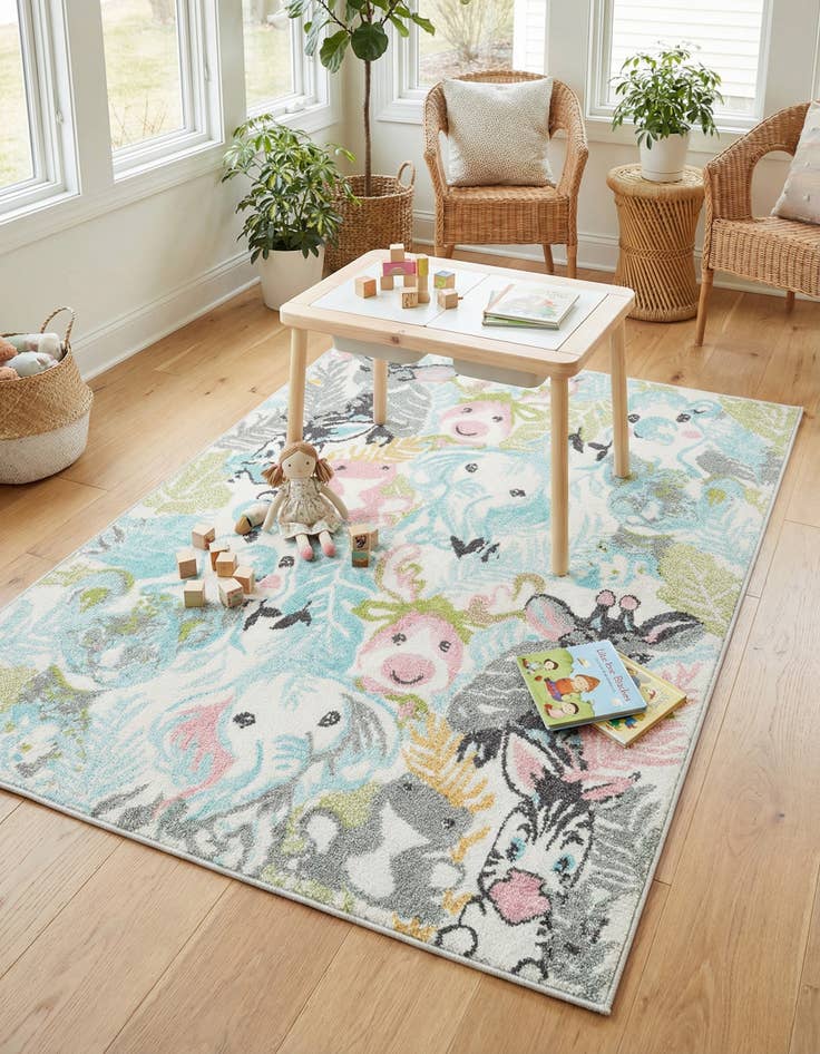 Detail image of  4' x 6' Animals Whimsy Kids Rug