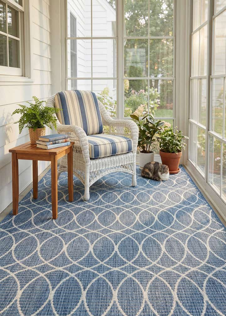 5' 3 x 8' Easy-Clean Lattice Indoor / Outdoor Rug